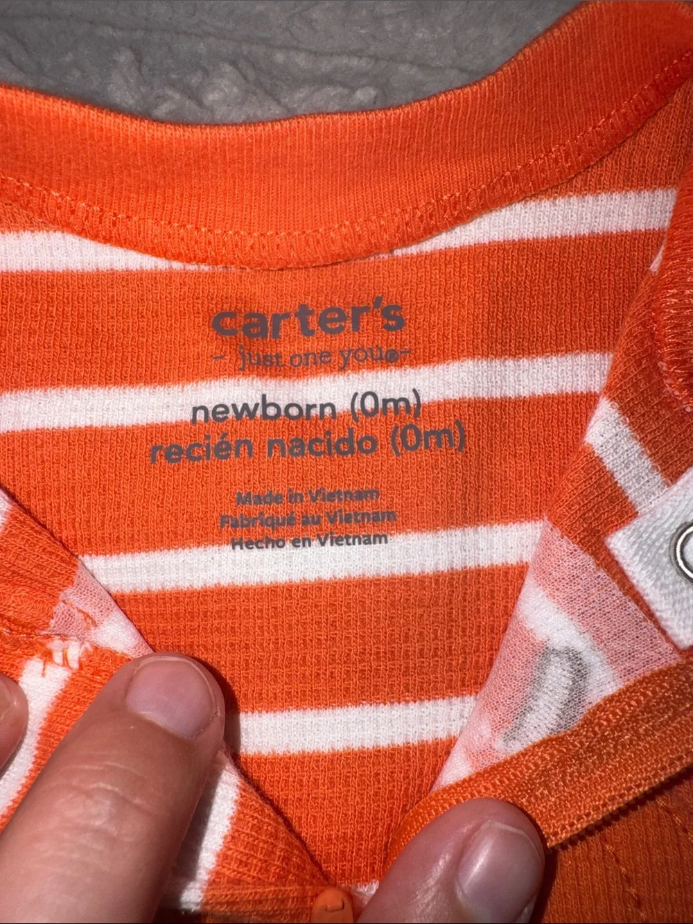 Carter's Orange & White Striped Pumpkin Footed One-Piece Pajamas